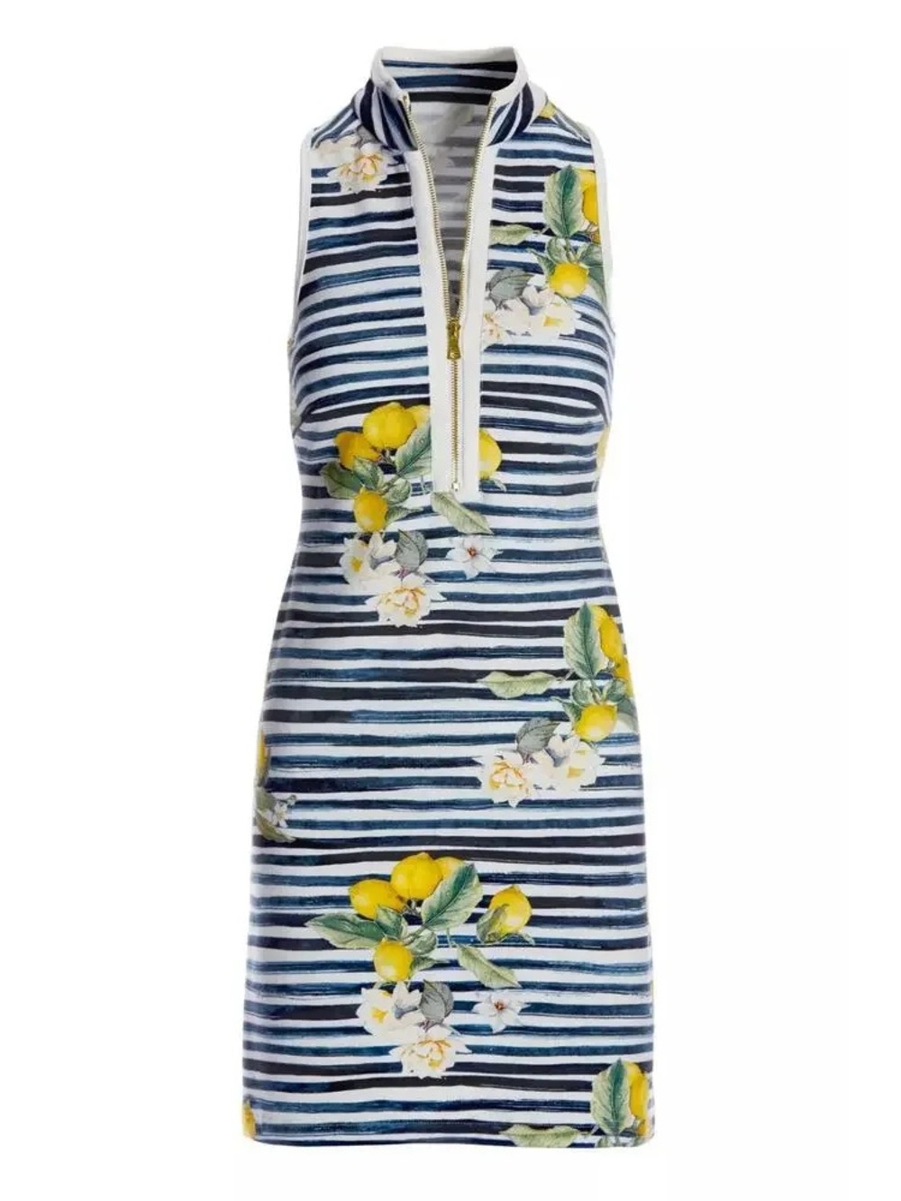 Boston Proper Lemon Racerback Zip Up Chic Dress in Blue Stripes - Size XL - Picture 3 of 6